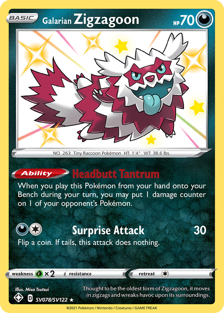 Galarian Zigzagoon (SV078/SV122) [Sword & Shield: Shining Fates] 